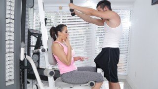 Hot Mom Pumps His Big Cock While Working Out